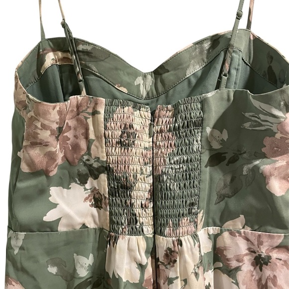 Abercrombie Camille Green Pink Floral Midi Dress XS Petite Spaghetti Straps XSP - Picture 5 of 6